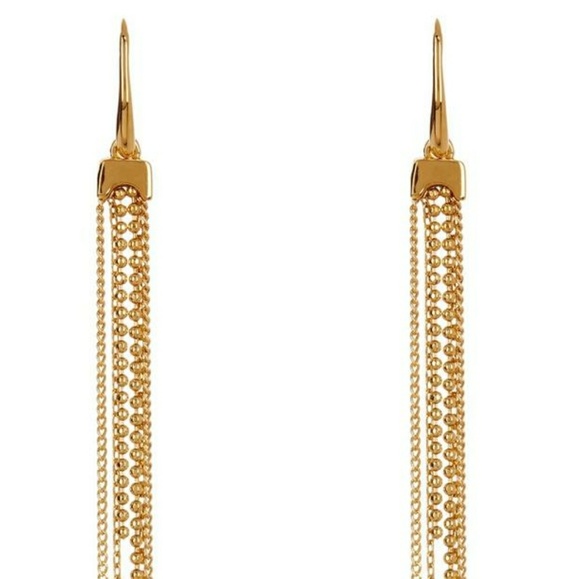 DVF Gold Ball Chain Tassel Long Drop Earrings - Picture 2 of 8